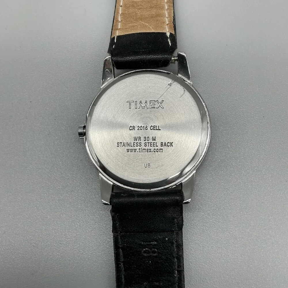 Timex Easy Reader Indiglo WR 30M Mens Watch 35mm Black Leather Band Date